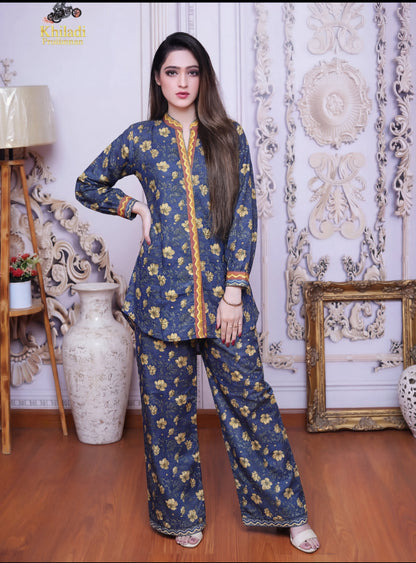 Midnight Gold – Premium Floral 2-Piece Co-ord Set