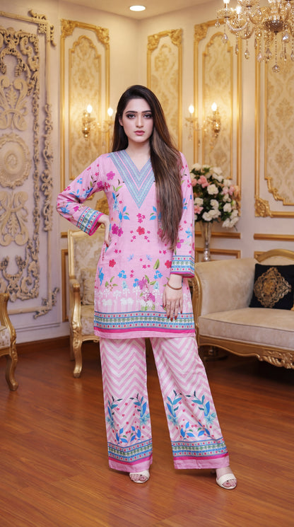 Blush Garden – Printed 2-Piece Cotton-Lawn Co-ord Se