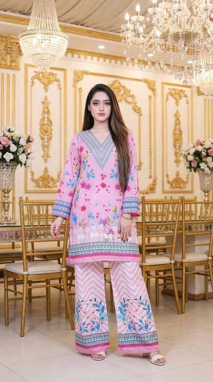 Blush Garden – Printed 2-Piece Cotton-Lawn Co-ord Se