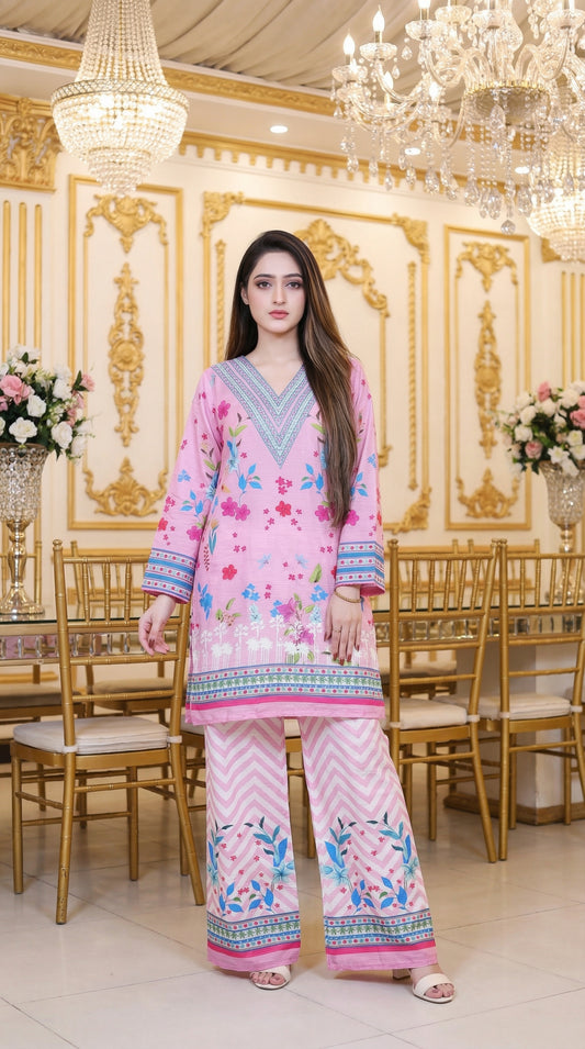 Blush Garden – Printed 2-Piece Cotton-Lawn Co-ord Se